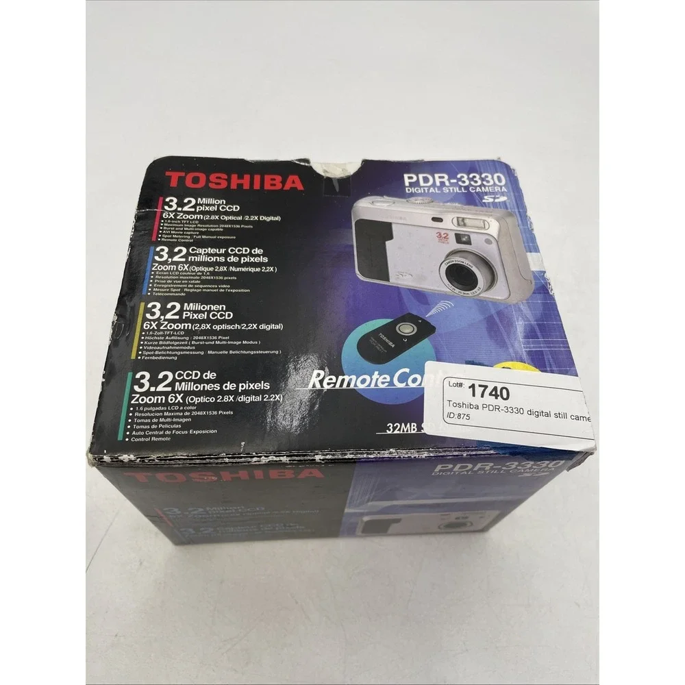 Toshiba PDR-3330 Digital Still Camera 3.2 MP 6X Zoom+Battery+Memory Card+Manuals